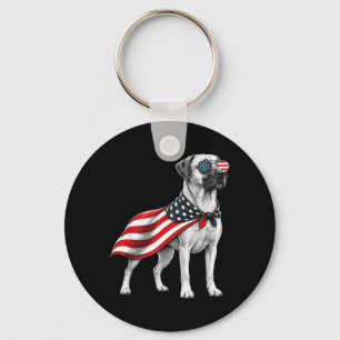 Black Mouth Cur 4th Of July Aamerican Flag Dog Key Ring