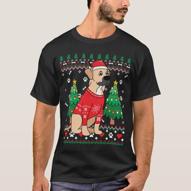Black Mouth Cur Christmas Ornament Tree Mum Dad T-Shirt (Front)