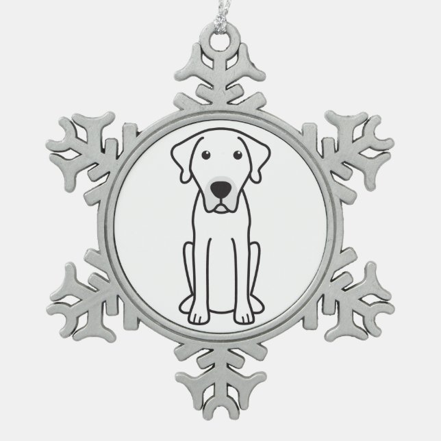 Black Mouth Cur Dog Cartoon Snowflake Pewter Christmas Ornament (Front)