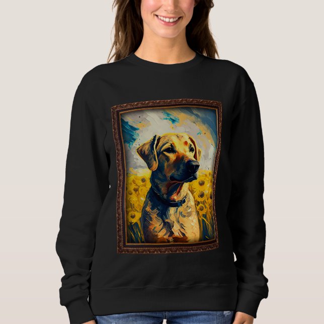 Black Mouth Cur Painting Sunflower Flower Mom Wome Sweatshirt (Front)