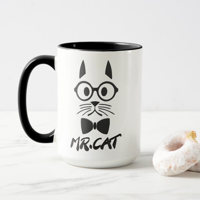 Black Mr Cat Mug (With Donut)