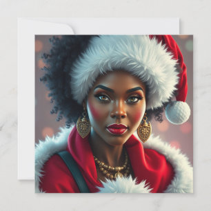 Black Mrs. Claus Melanin Santa Sista Christmas Holiday Card