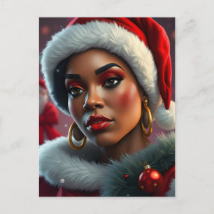 Black Mrs. Claus Melanin Santa Sista Christmas Postcard