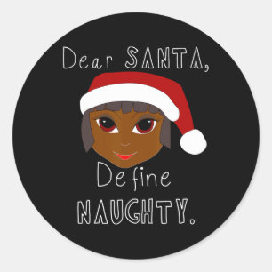 black mrs claus santa define naughty black family classic round sticker