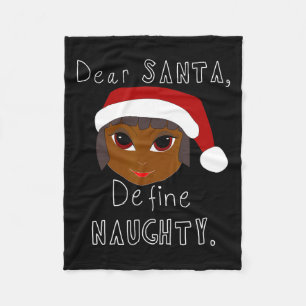Black mrs claus santa define naughty black family fleece blanket