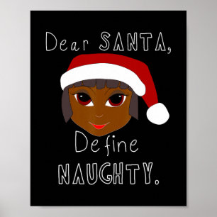 black mrs claus santa define naughty black family  poster