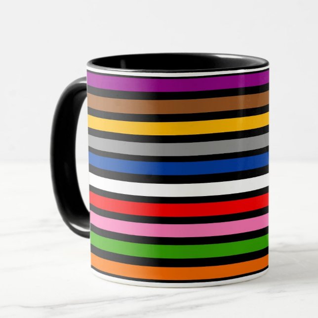 Black Multicolor Stripes Lines Pattern Design  Mug (Creator Uploaded)