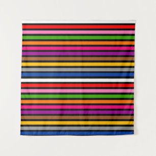 Black Multicolor Stripes Lines Pattern Design Tapestry