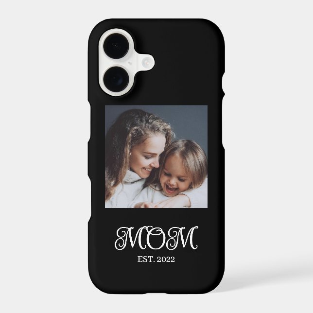 Black Mum Established Script Photo iPhone Case (Back)