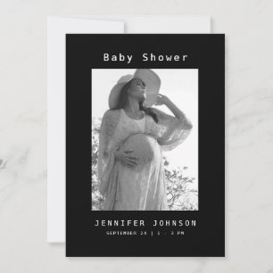 Black Mum-to be Photo Baby Shower  Invitation