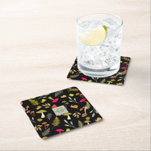 Black Mushroom Botanical Paper Coaster