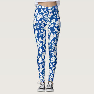Black mushroom pattern 01b Blue BG Leggings