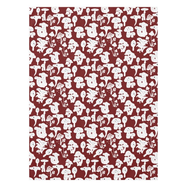 Black mushroom pattern 01b DRed BG Tablecloth (Front)