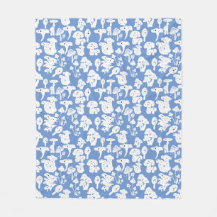 Black mushroom pattern 01b Lblue BG Fleece Blanket