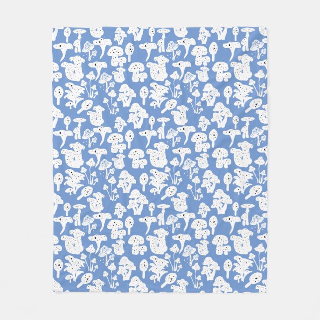 Black mushroom pattern 01b Lblue BG Fleece Blanket (Front)