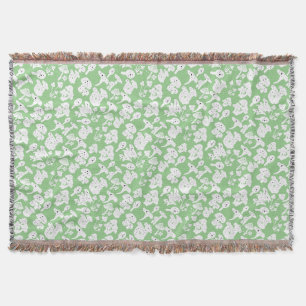 Black mushroom pattern 01b Lgreen BG Throw Blanket