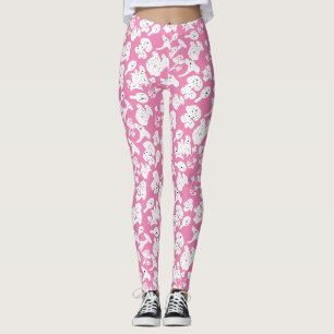 Black mushroom pattern 01b Pink BG Leggings