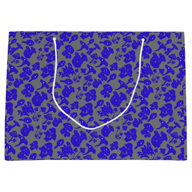 Black mushroom pattern 01blue Grey BG Large Gift Bag (Front)
