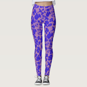 Black mushroom pattern 01blue Lpurple BG Leggings