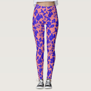 Black mushroom pattern 01blue Pink BG Leggings