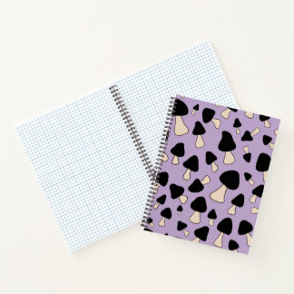Black Mushrooms on Soft Purple Notebook