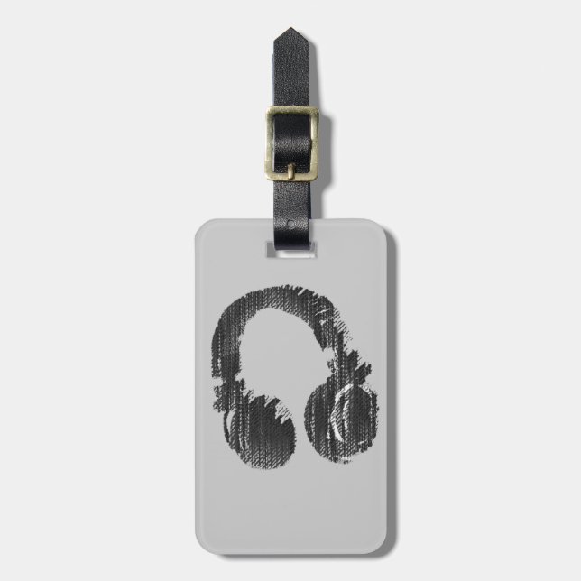 black music deejay headphone luggage tag (Front Vertical)