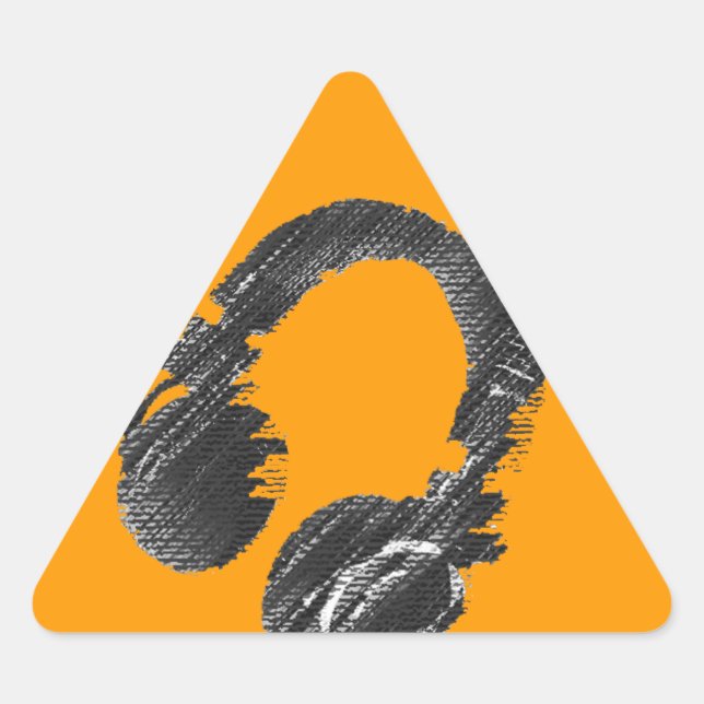 black music deejay headphone triangle sticker (Front)