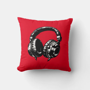 Black Music Headphones DJ  Cushion