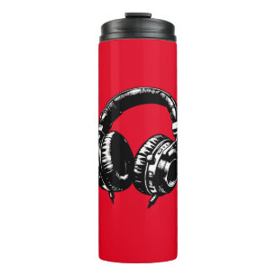 Black Music Headphones DJ  Thermal Tumbler