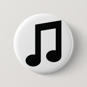 black music note icon 6 cm round badge