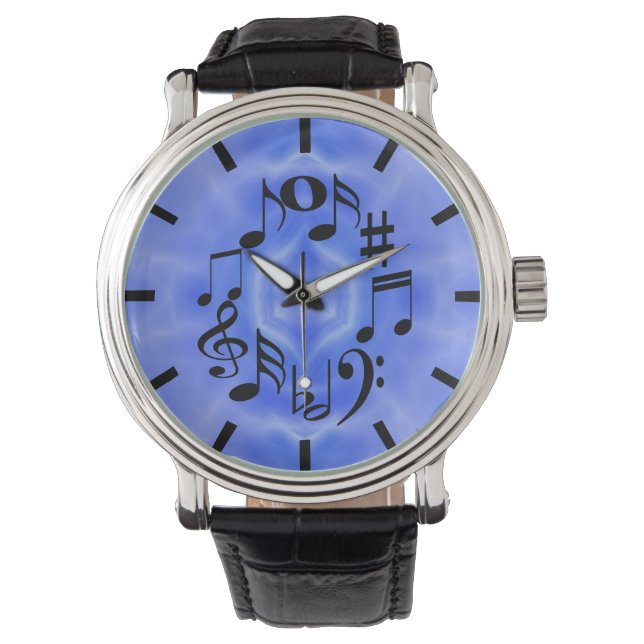 Black Music Note Keys Watch (Front)