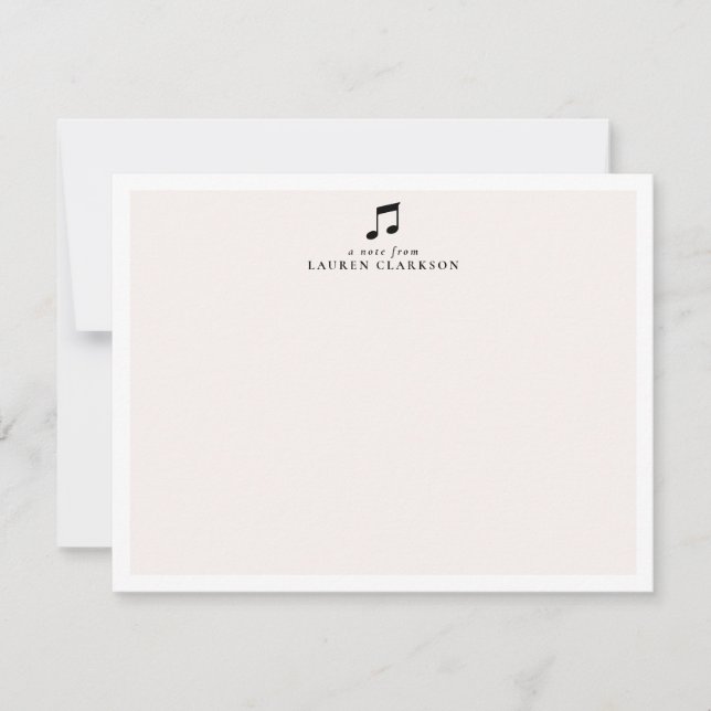 Black Music Note Minimalist Note Card (Front)