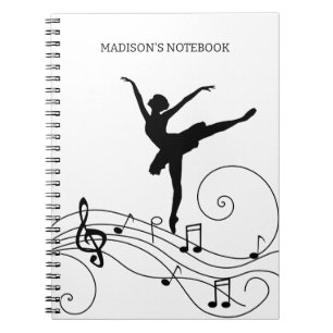 Black Music Notes and Ballerina Notebook