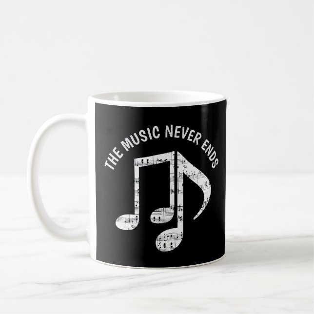 Black Music Notes Coffee Mug (Left)