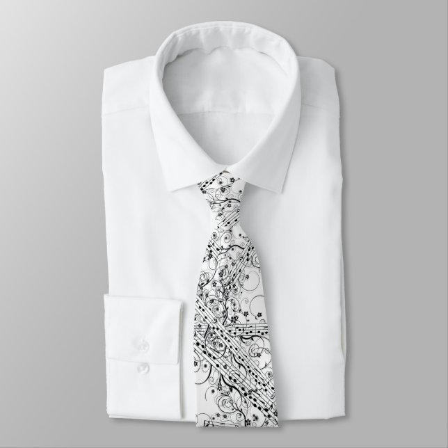 Black Music Notes on a White Tie (Tied)
