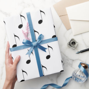Black Music Notes On White Wrapping Paper