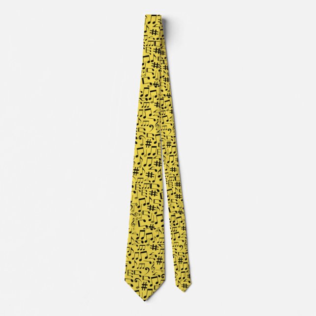 BLACK  MUSIC NOTES ON YELLOW TIE (Front)