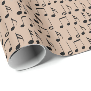 Black Music Notes Pattern Wrapping Paper