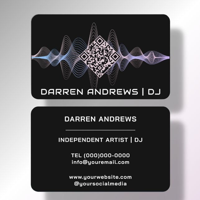 Black | Music QR Code Soundwave Business Card (Creator Uploaded)