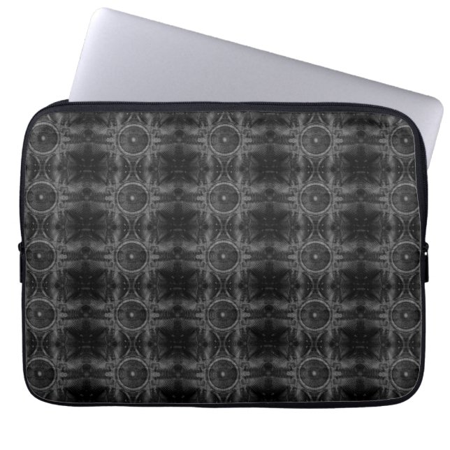 Black music speaker pattern laptop sleeve (Front)