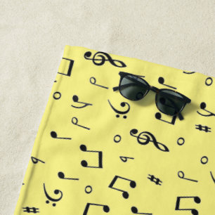 Black Musical Beach Towel
