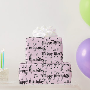 Black Musical Happy Birthday Wrapping Paper