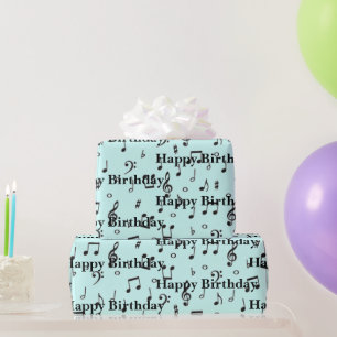 Black Musical Happy Birthday Wrapping Paper