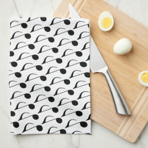 black musical-note tea towel