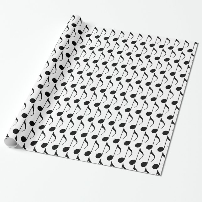 black musical-note wrapping paper (Unrolled)