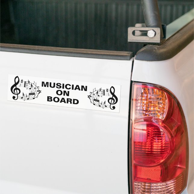 Black musical notes in oval shape bumper sticker (On Truck)