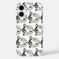 Black Musical Notes in Oval Shape Pattern