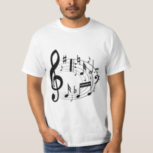 Black musical notes in oval shape T-Shirt