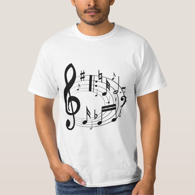 Black musical notes in oval shape T-Shirt (Front)