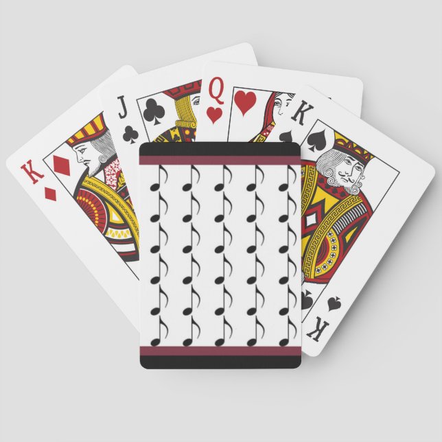 Black Musical Notes Playing Cards (Back)